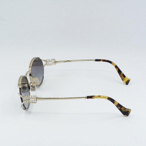 Miu Miu MU52YS ZVN5D1 Sunglasses Pale Gold Oval Frame, Grey Gradient Lenses main image 9